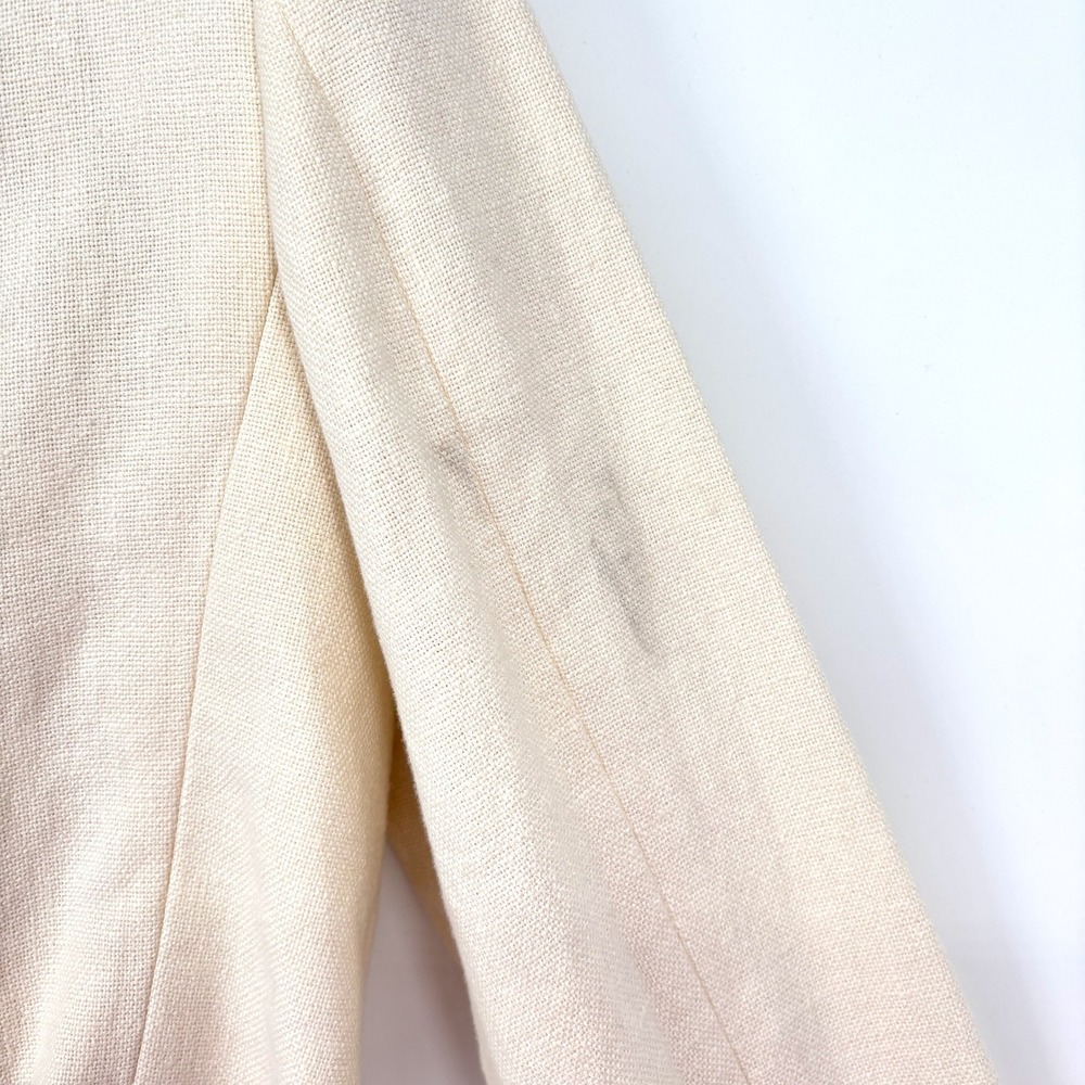 NWT ALC Andrews Cropped Open Blazer Sz 12 Cream Linen Tailored Chic *Flaw - Picture 8 of 16